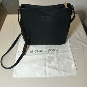 Black Michael Kors Crossbody Bag with Silver Hardware - like new